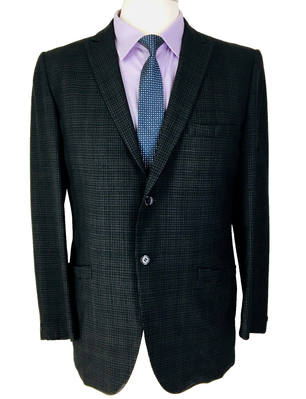 40R Joseph & Feiss USA Mens 1960s Vintage 2 Bttn Blazer Jacket Tattersall Walnut